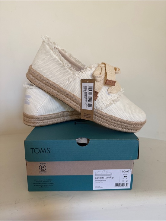 Toms Shoes - TOMS Cream Canvas Espadrille Lace-Up Sneakers